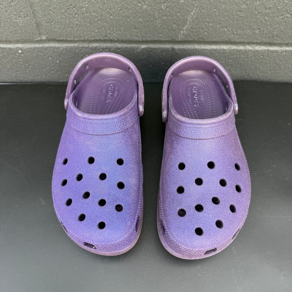 Crocs Women's Classic Platform Glitter Clog US 10 Dark Iris 207241-5AS Sandals - Picture 4 of 6